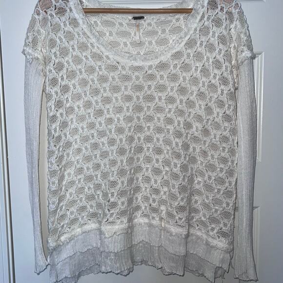 Free People Ivory Crocheted Top / Sweater, Women's Size XS - Picture 3 of 8